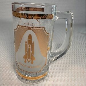 NASA Kennedy Space Center Shuttle Gold Culver Design Glass Beer Mug Stein 5.5”